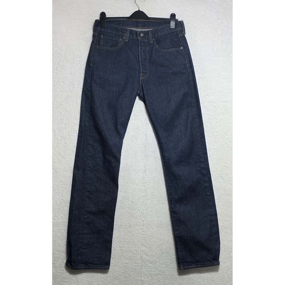 Levis 501 Original Fit Jeans Mens 32x34 Dark Indigo Blue Button Fly Straight Leg
